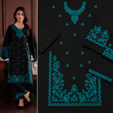 Women's Black Embroidered 2-Piece Suit – Premium Turquoise Floral Kurta & Matching Trousers