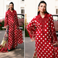 Red Polka Dot Embroidered Lawn 3-Piece Suit with Printed Chiffon Dupatta