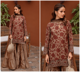 3-Piece Printed Lawn Suit with Embroidered Chiffon Dupatta & Cotton Trouser
