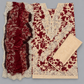 Elegant Maroon & White Floral Printed 2-Piece Suit with Embroidered Neckline and Matching Dupatta