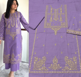 Elegant Lavender 2-Piece Embroidered Women's Unstitched Suit