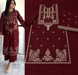 Elegant Maroon Printed Lawn 2-Piece Women's Suit