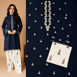 Premium Navy Blue Embroidered Lawn 2-Piece Women's Suit